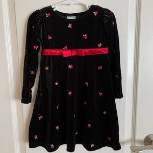 Girls Holiday Black Holly Dress